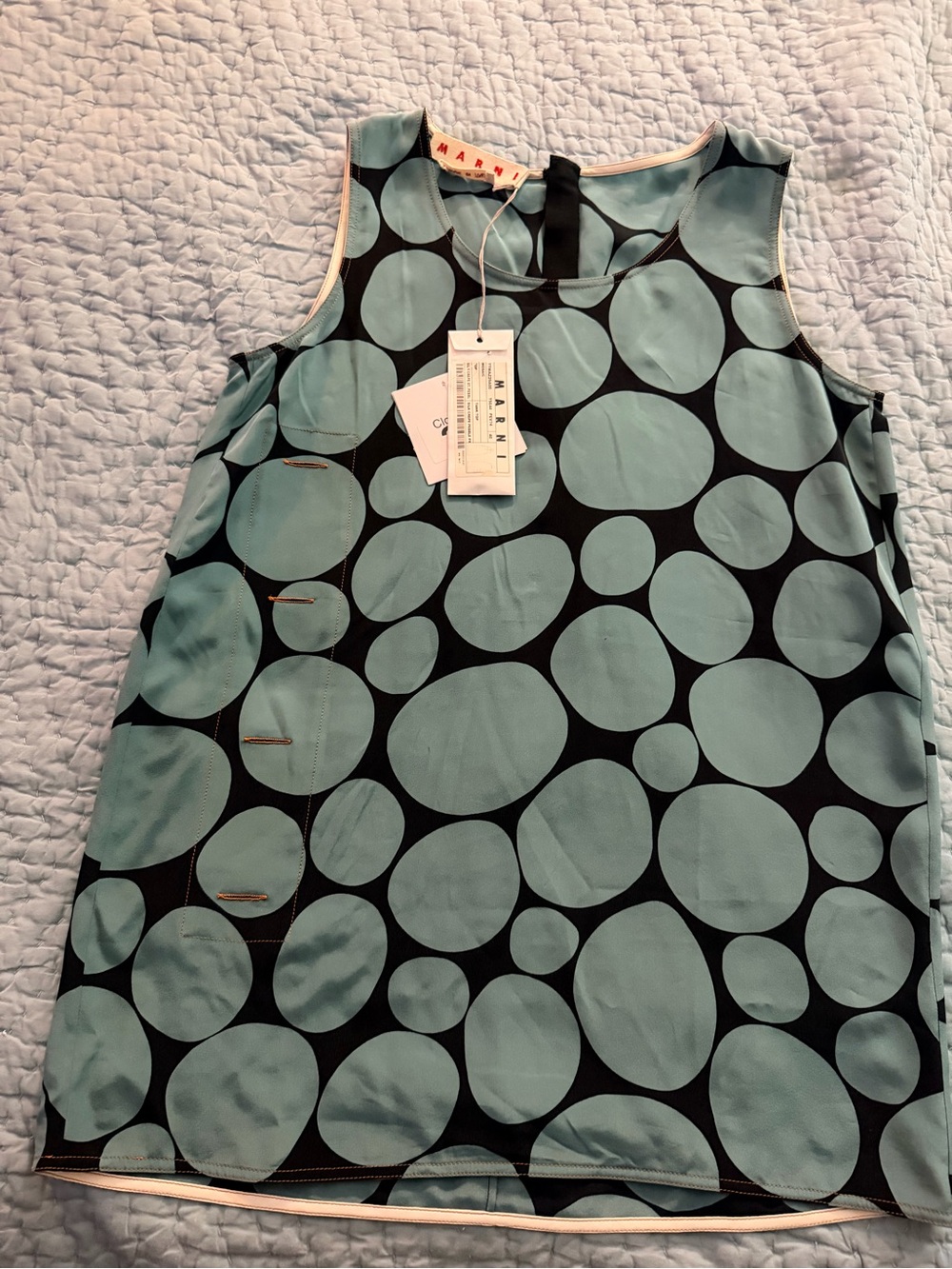 Marni Blue and Black silk Polka Dot Mini Dress New With Tag - Picture 2 of 9